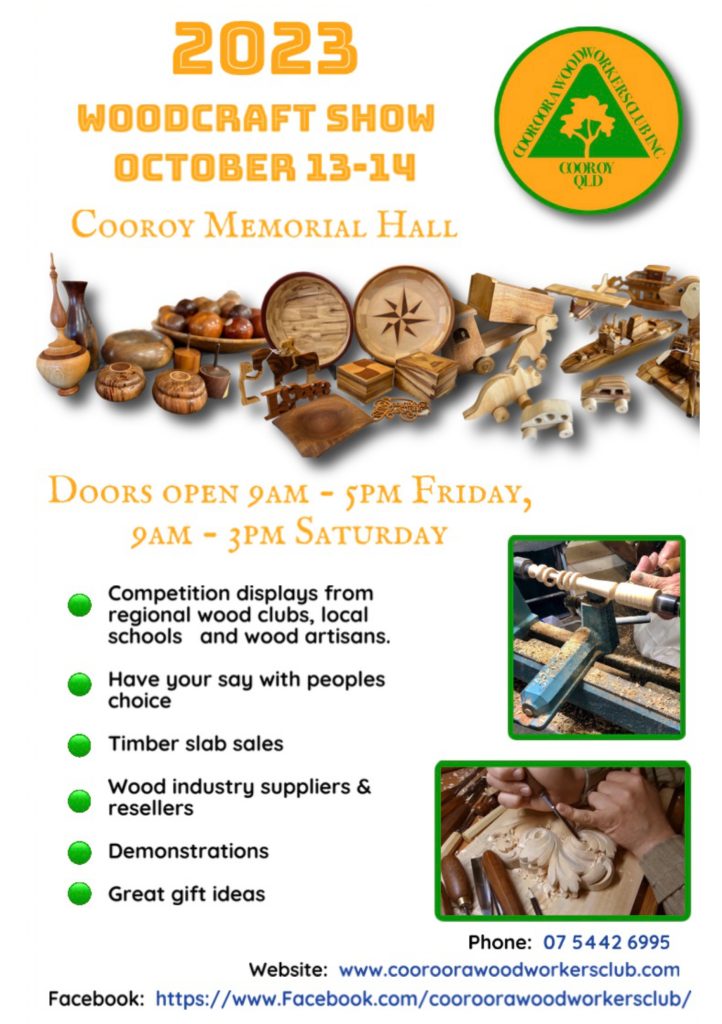 Woodcraft Show 2023 - Oct 13-14 Doors Open 9am
